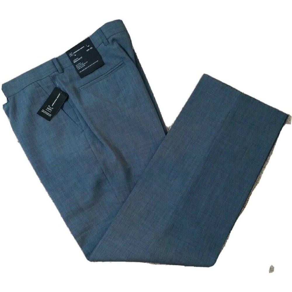 INC~Men's 32Wx30L~Blue Slate London Regular Fit Flat Front Dress Pants NWT$59.50